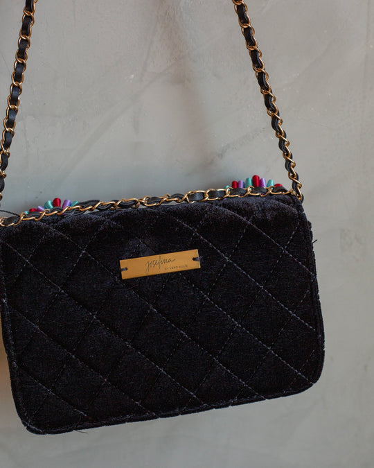 Bolso velvet negro lele