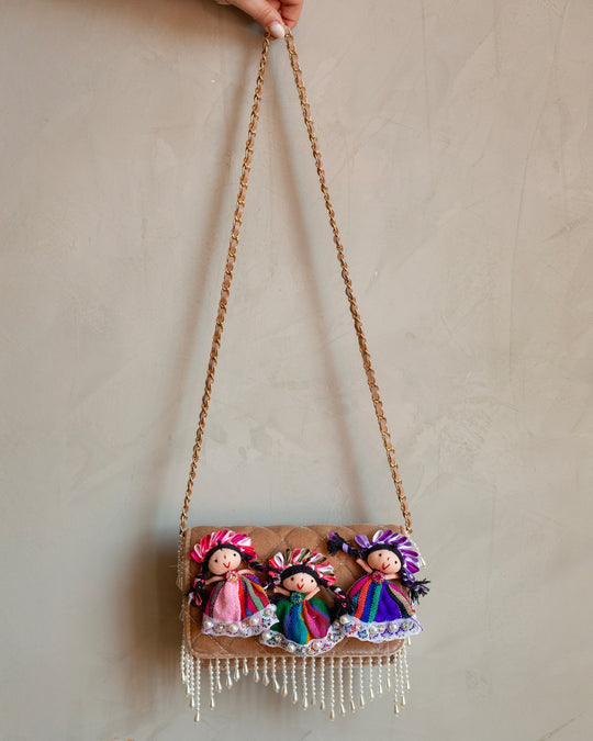 Bolso velvet beige lele