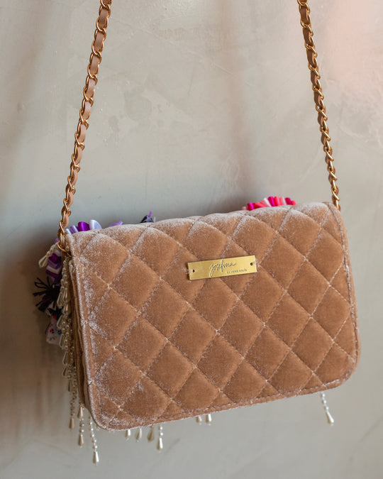 Bolso velvet beige lele