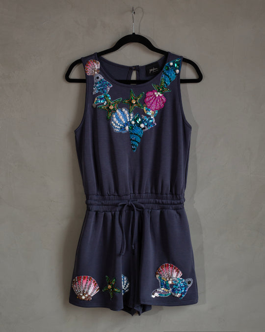 Romper gris collar seashells
