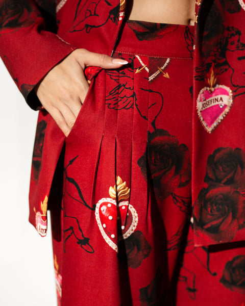 Tailored pants rojo Querubines y corazones