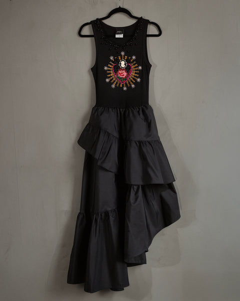 Vestido asimetrico con olanes Corazón