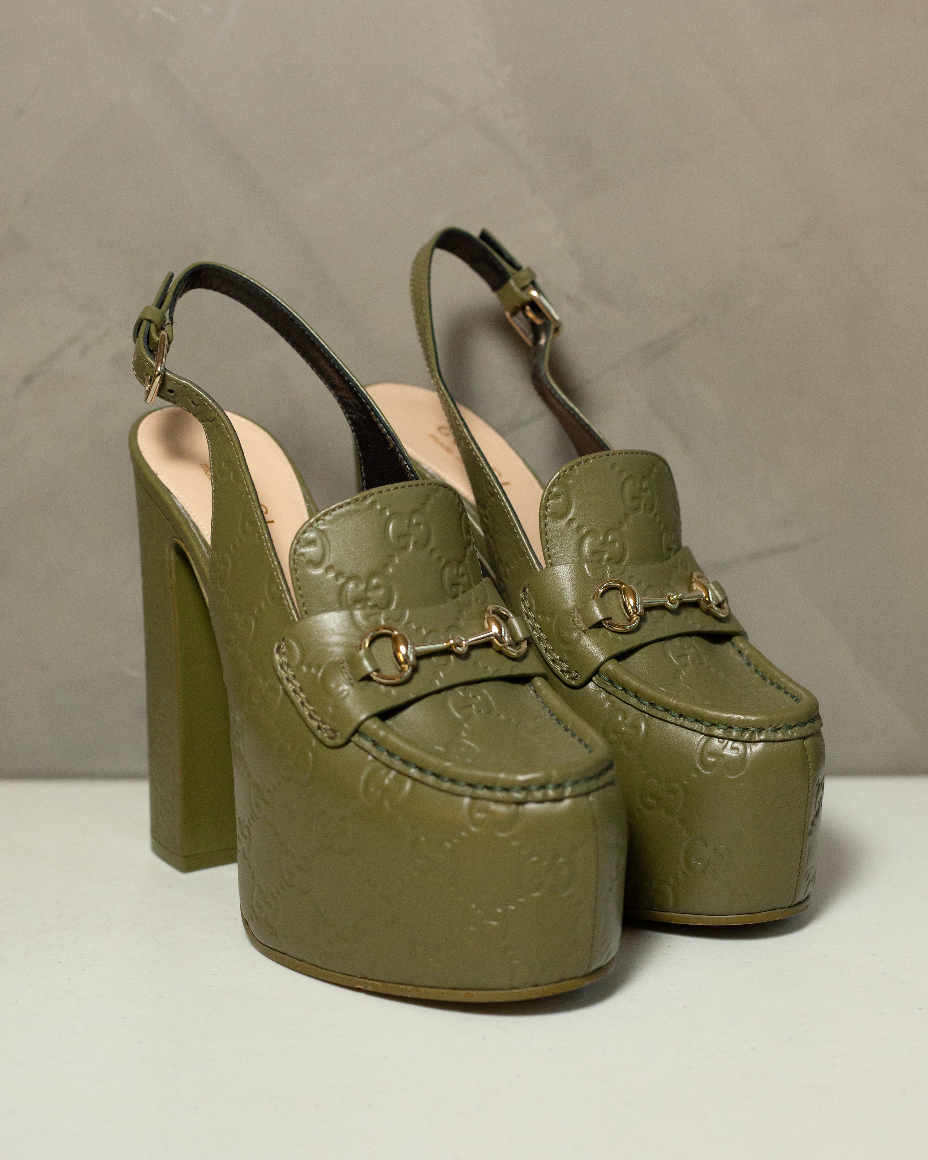 Gucci Horsebit 145 Platform Loafer Slingbacks