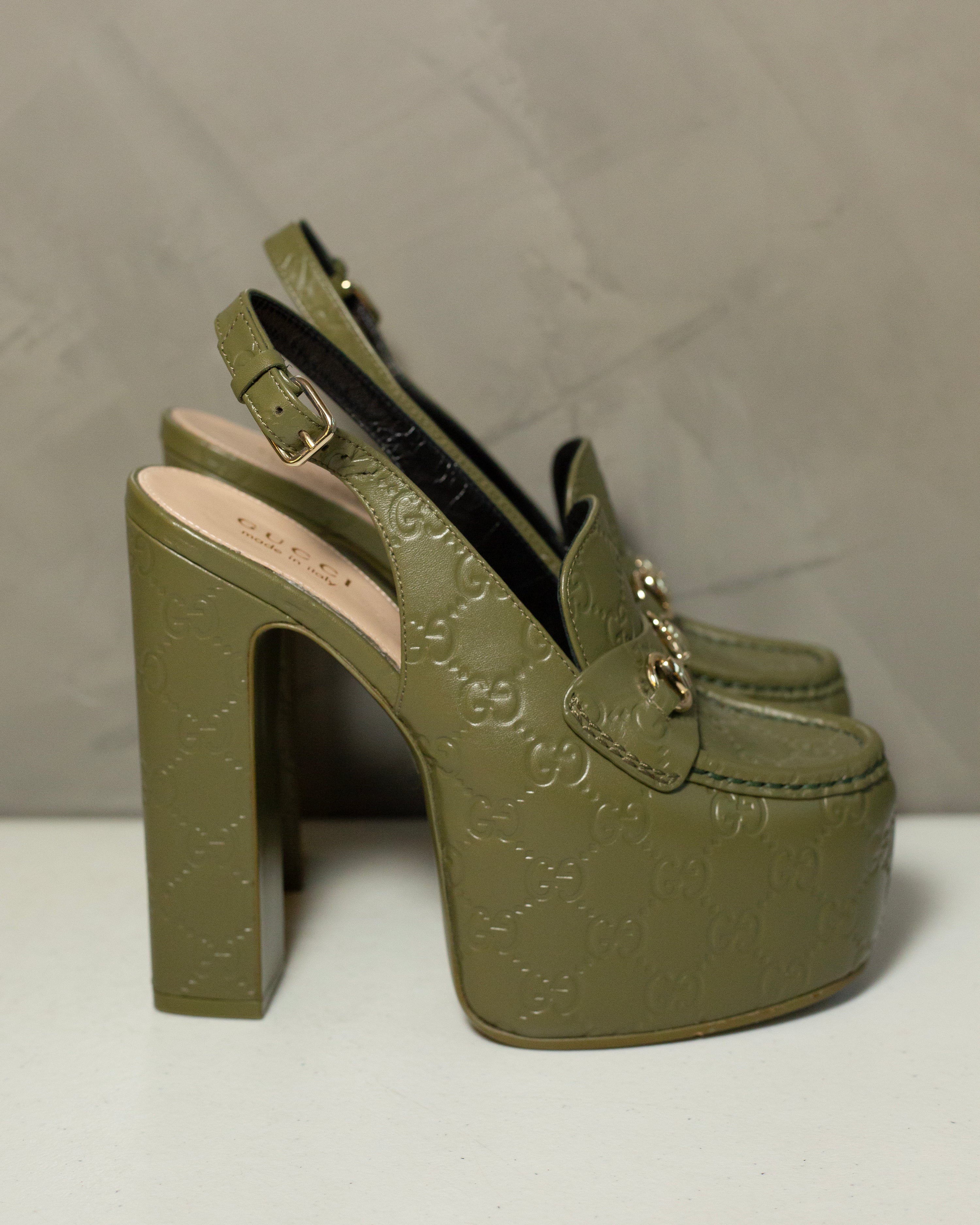 Gucci Horsebit 145 Platform Loafer Slingbacks