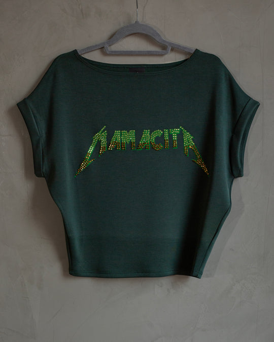 Blusa verde Mamacita con cristales