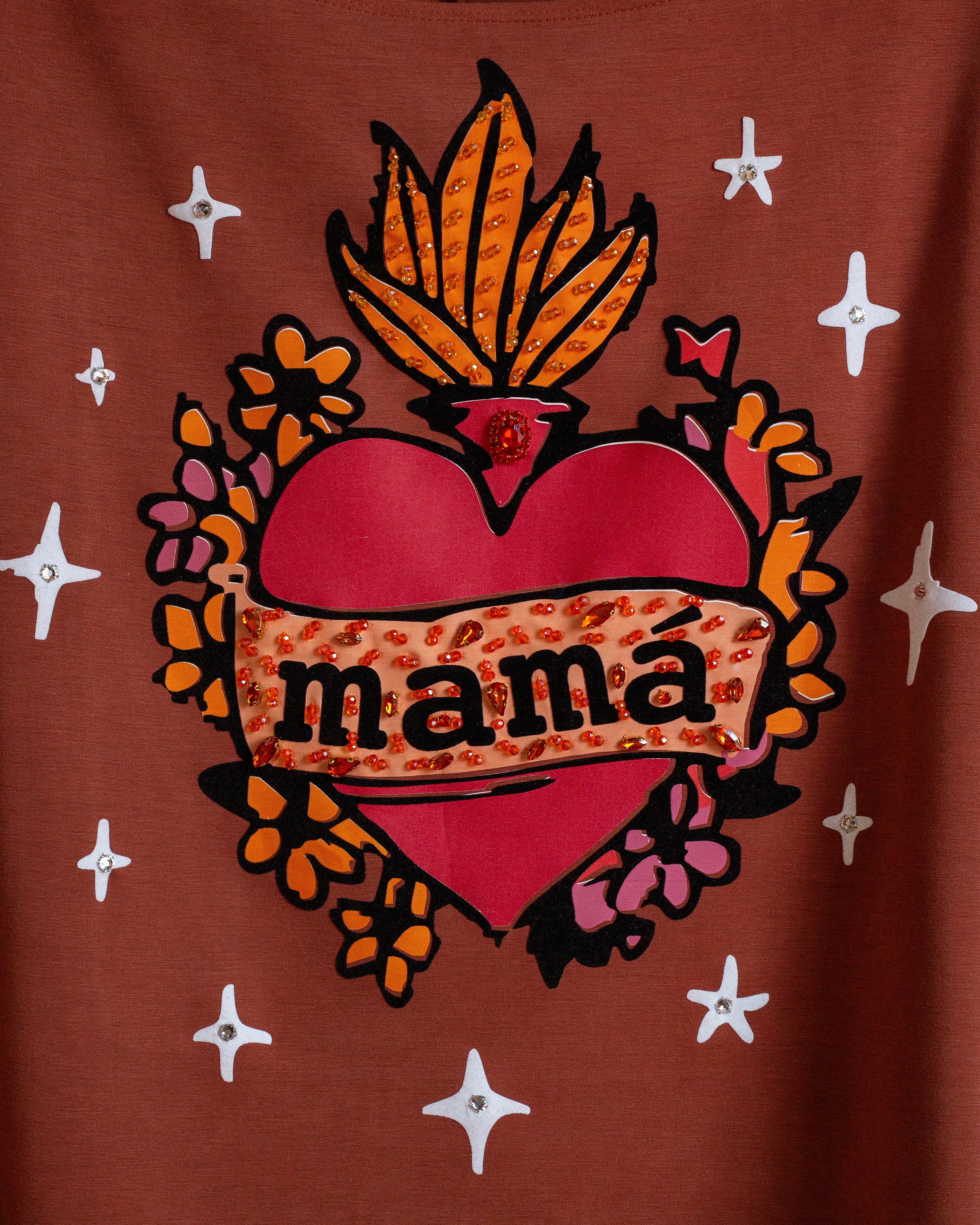 Blusa terracota Mamá con flores