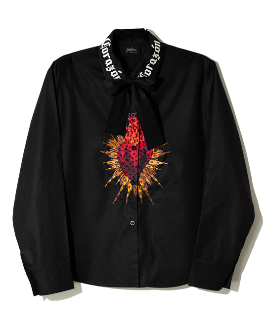 Camisera negra Corazón bordado