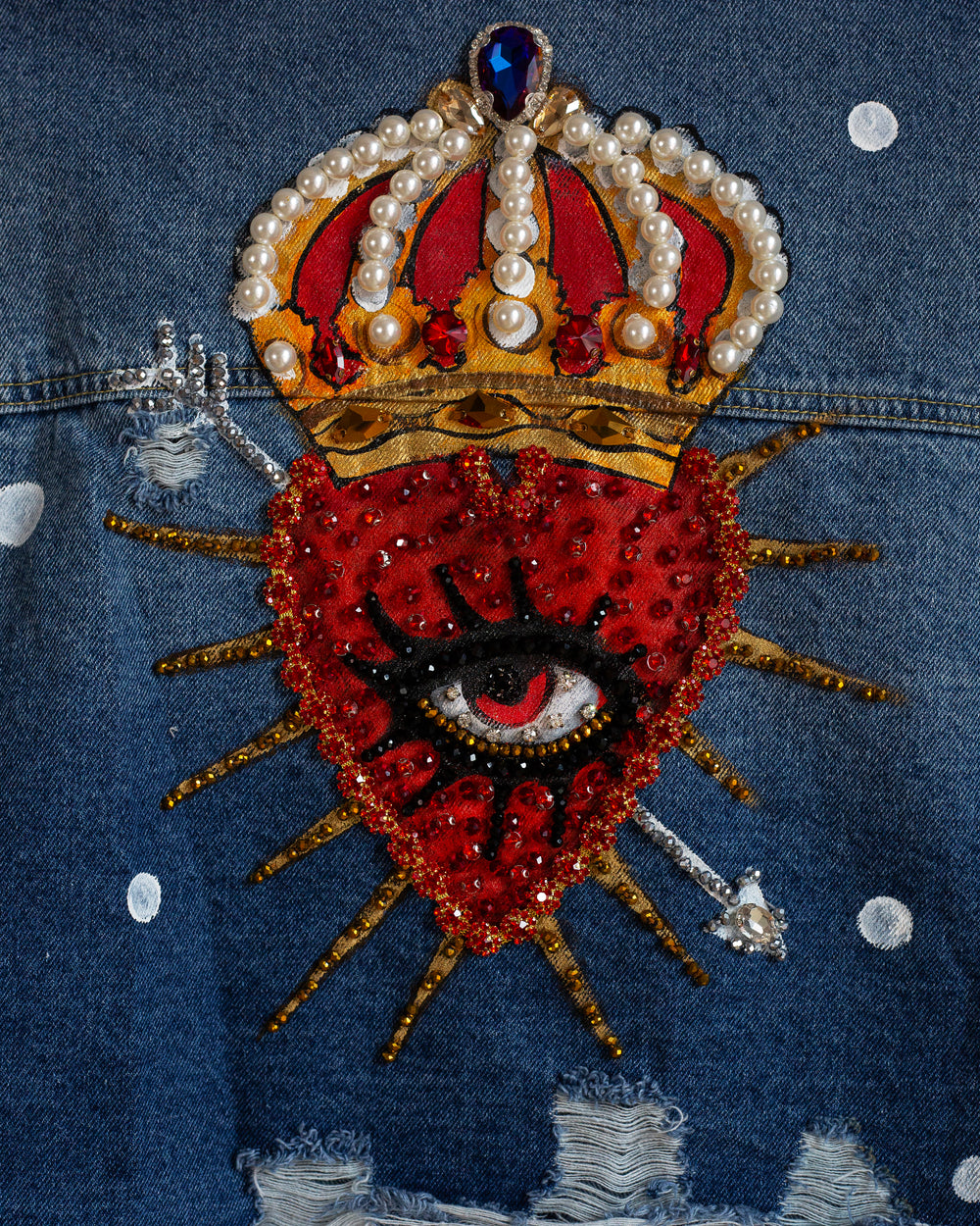 Cropped denim jacket Corazones