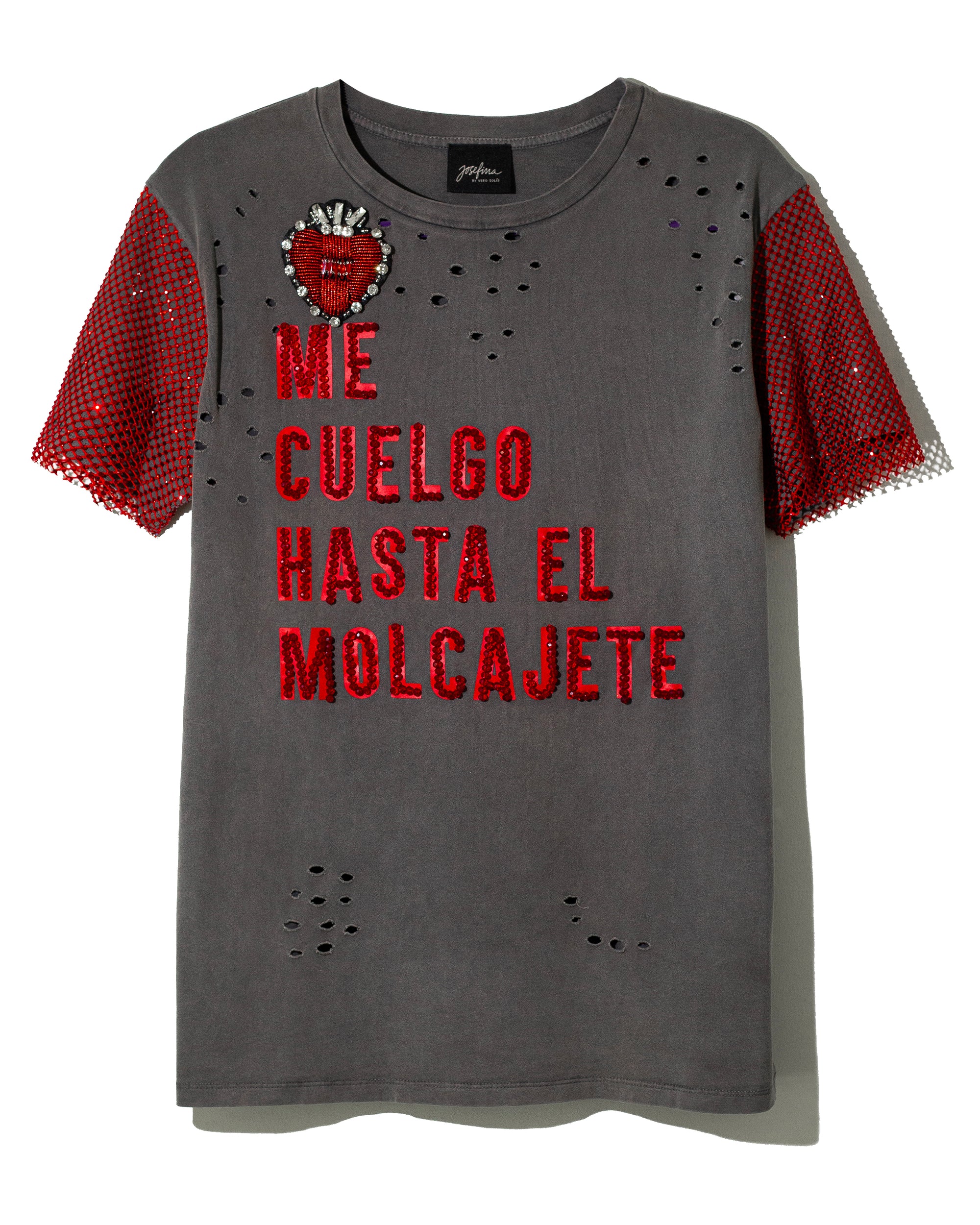 Ripped t shirt Me cuelgo hasta el molcajete con manga de cristal