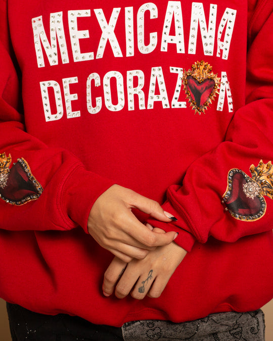 Sweatshirt roja Mexicana de Corazón