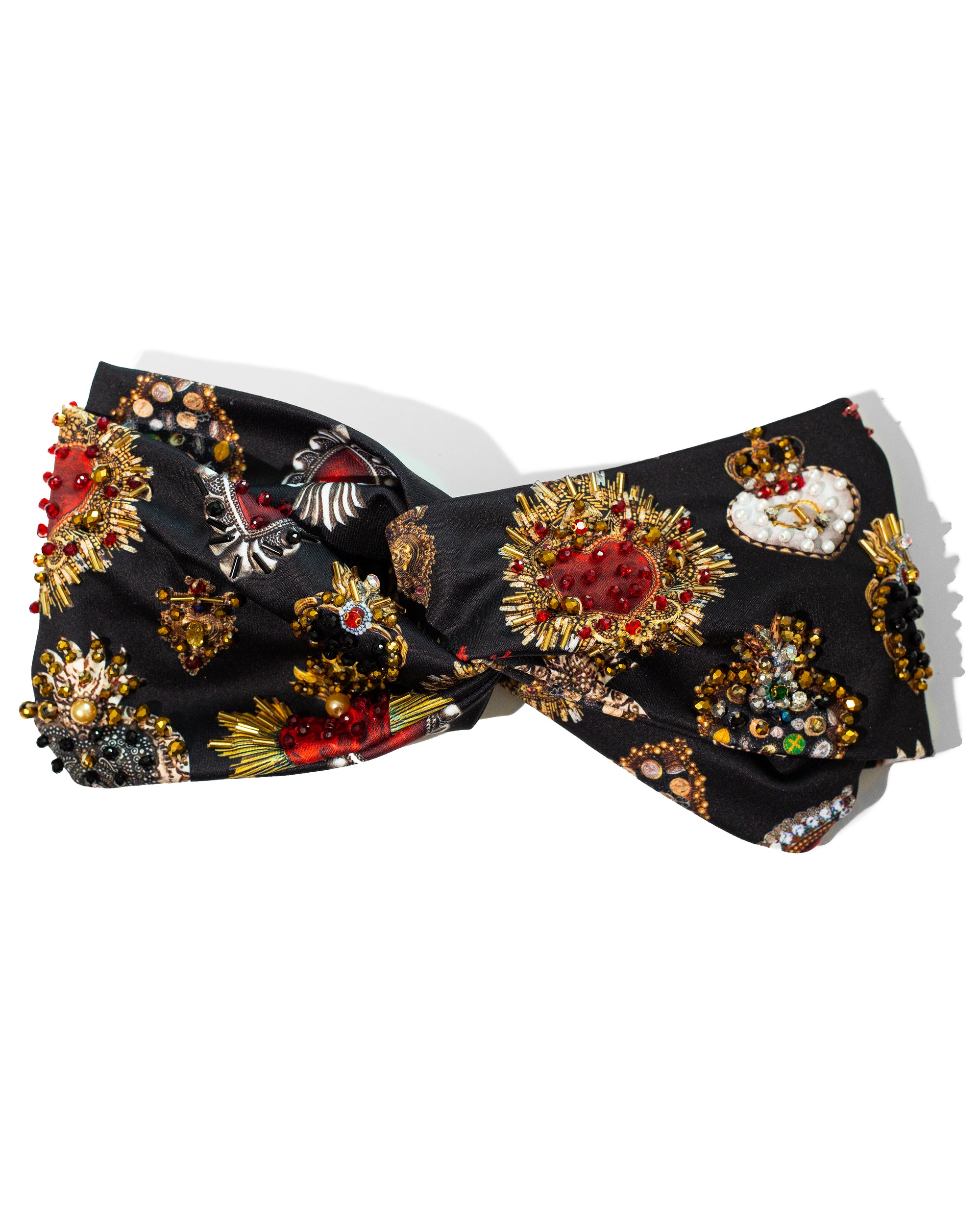 Turbante cruzado corazones bordado