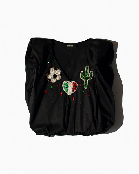 Blusa Negra Mexicana sin mangas