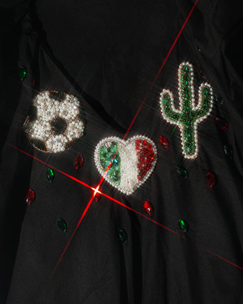 Blusa Negra Mexicana sin mangas