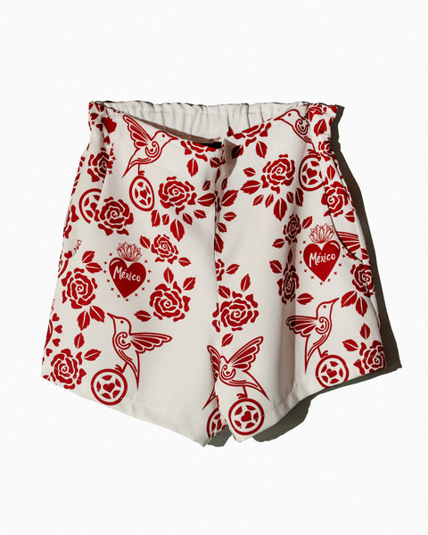 Shorts Blancos con patrón rojo