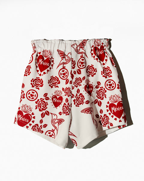 Shorts Blancos con patrón rojo