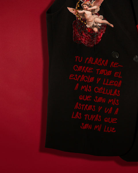 Chaleco largo querubines con rosas 3d