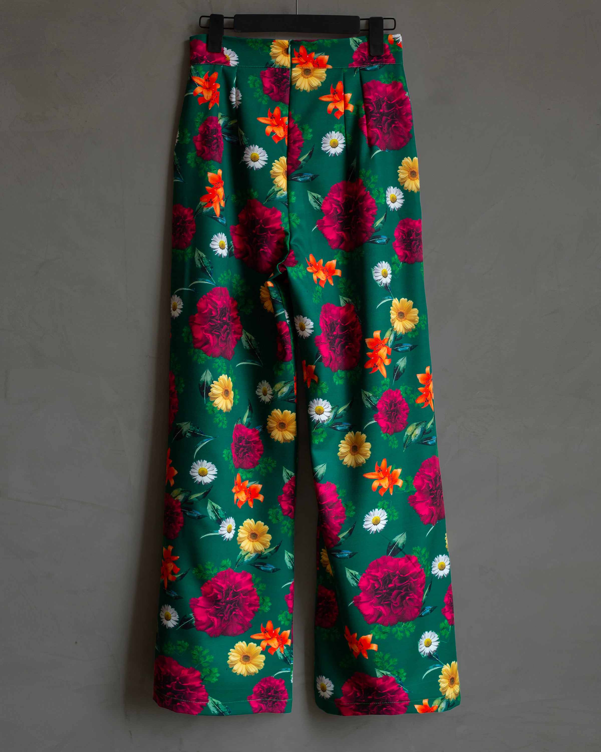Tailored pants verde con flores