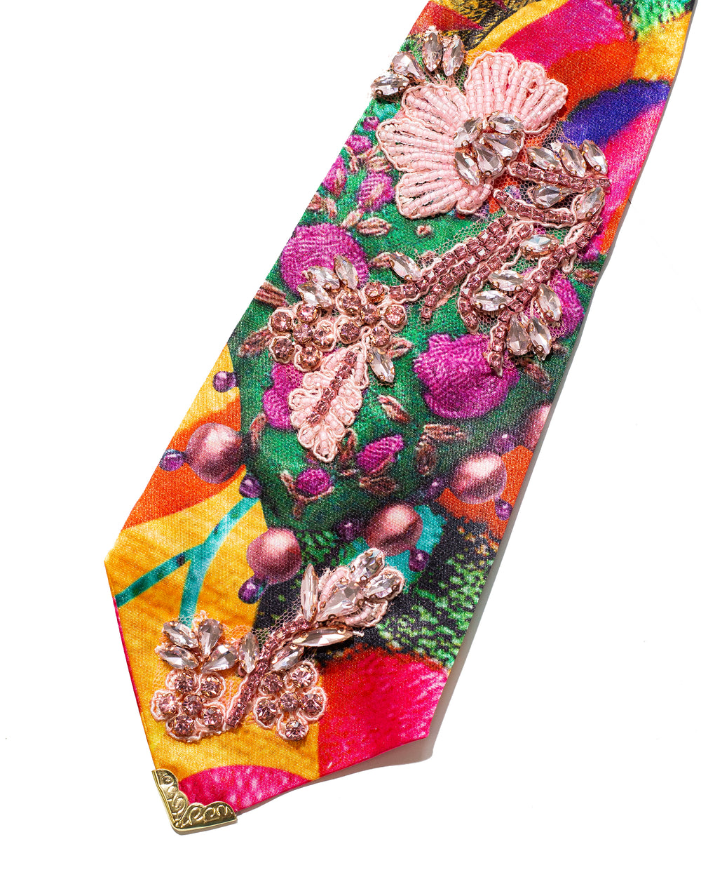 Corbata patchwork bordada