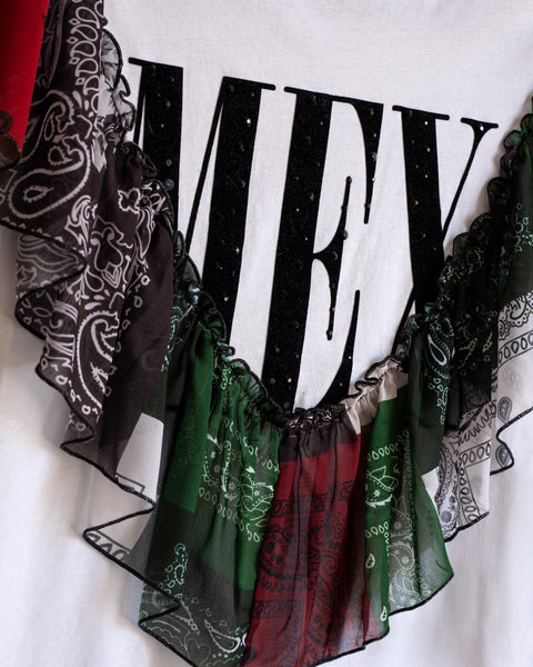 Blusa blanca MEX con olan de bandana