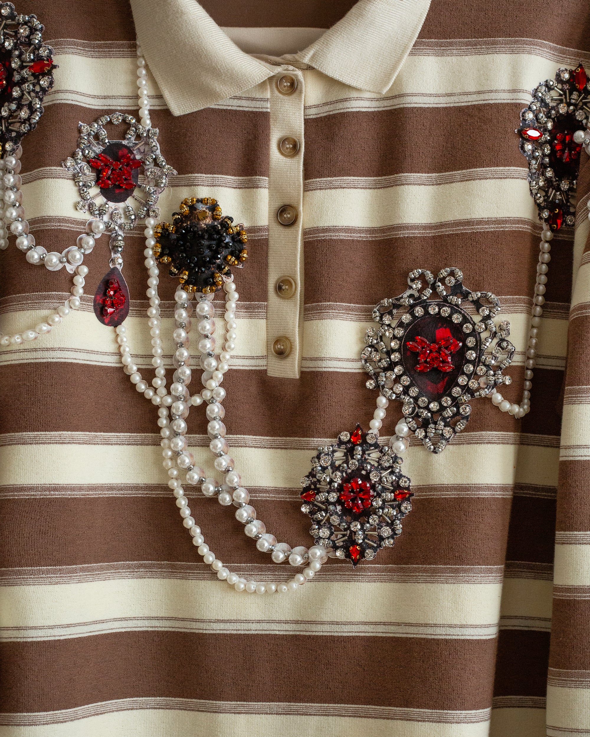 Blusa rayas charms rojos