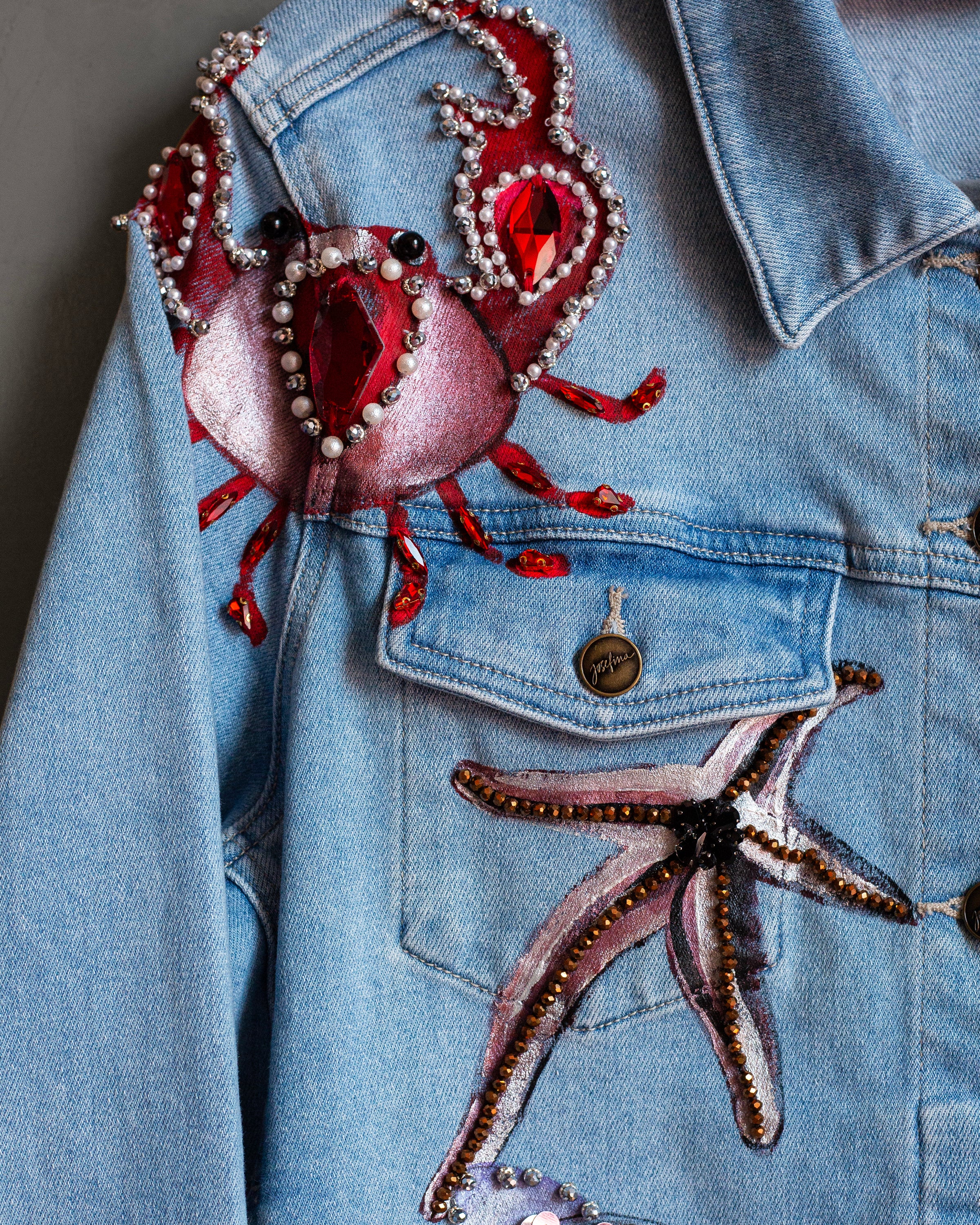 Chamarra denim seashells