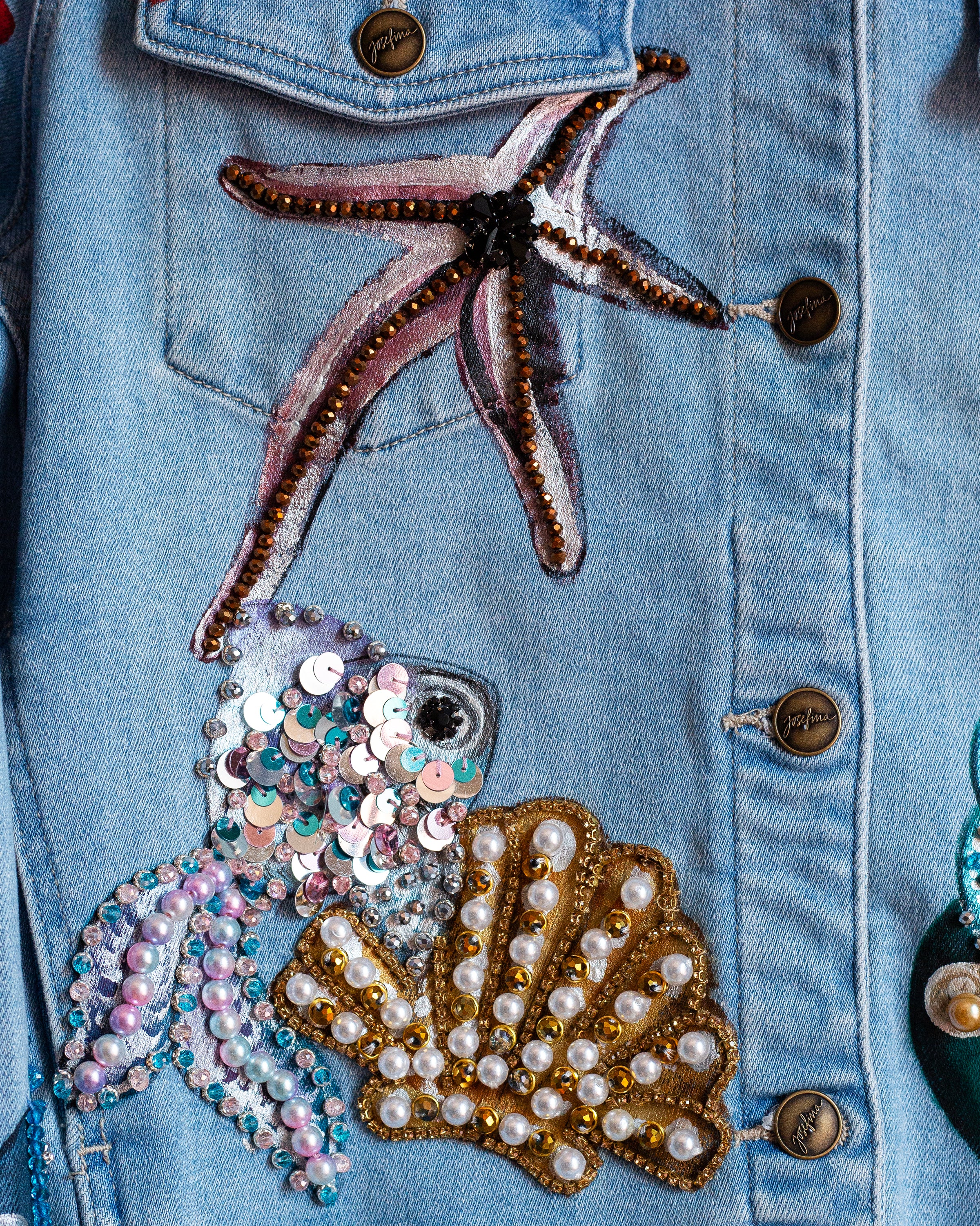 Chamarra denim seashells