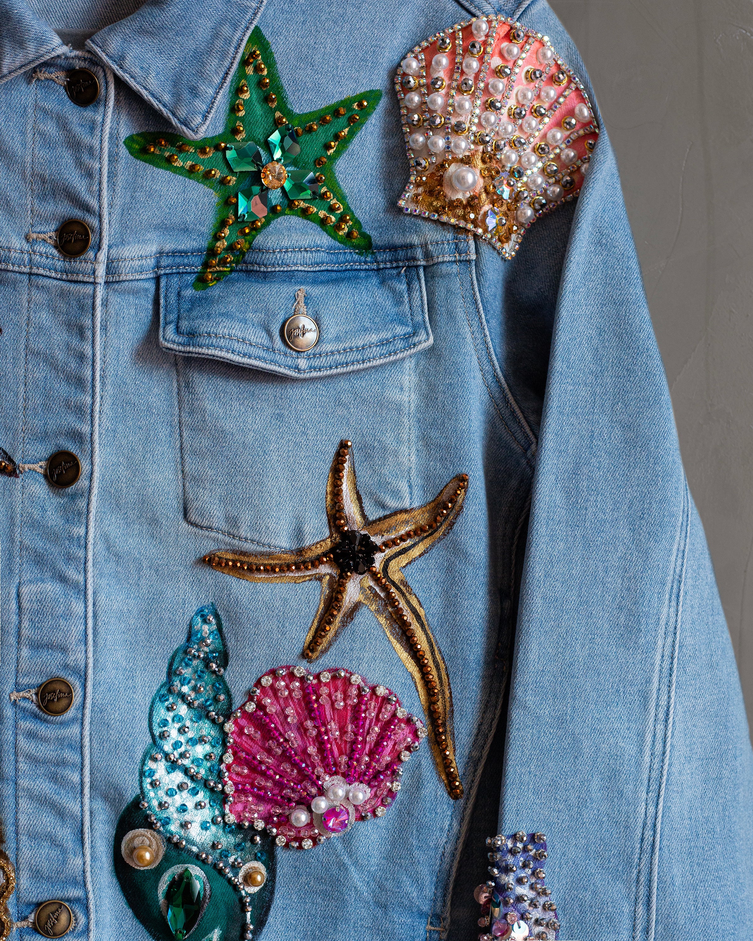 Chamarra denim seashells