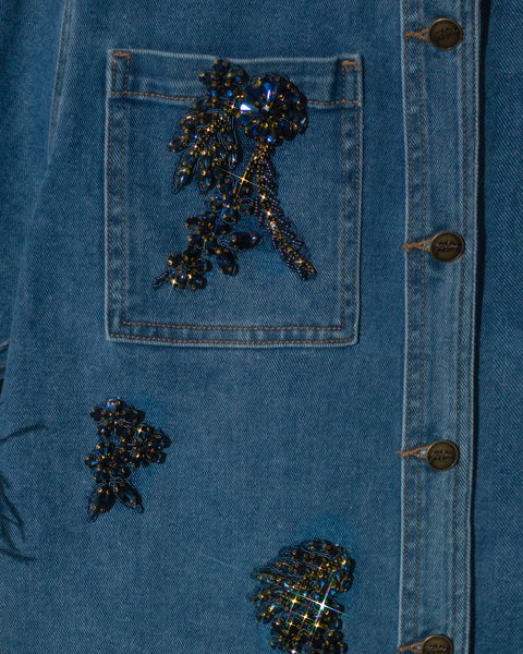 Camisa Denim Plumas Azules