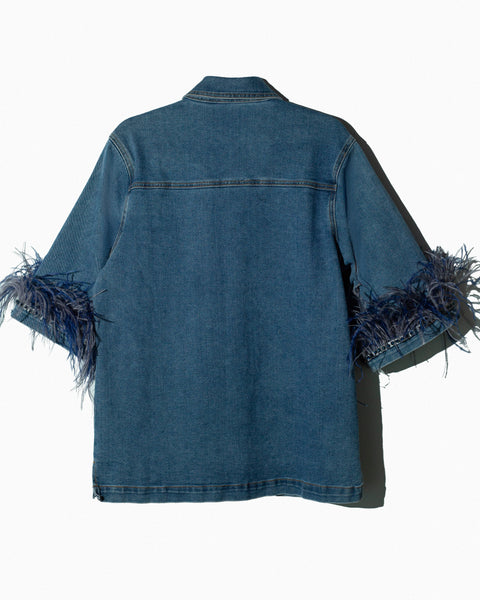 Camisa Denim Plumas Azules