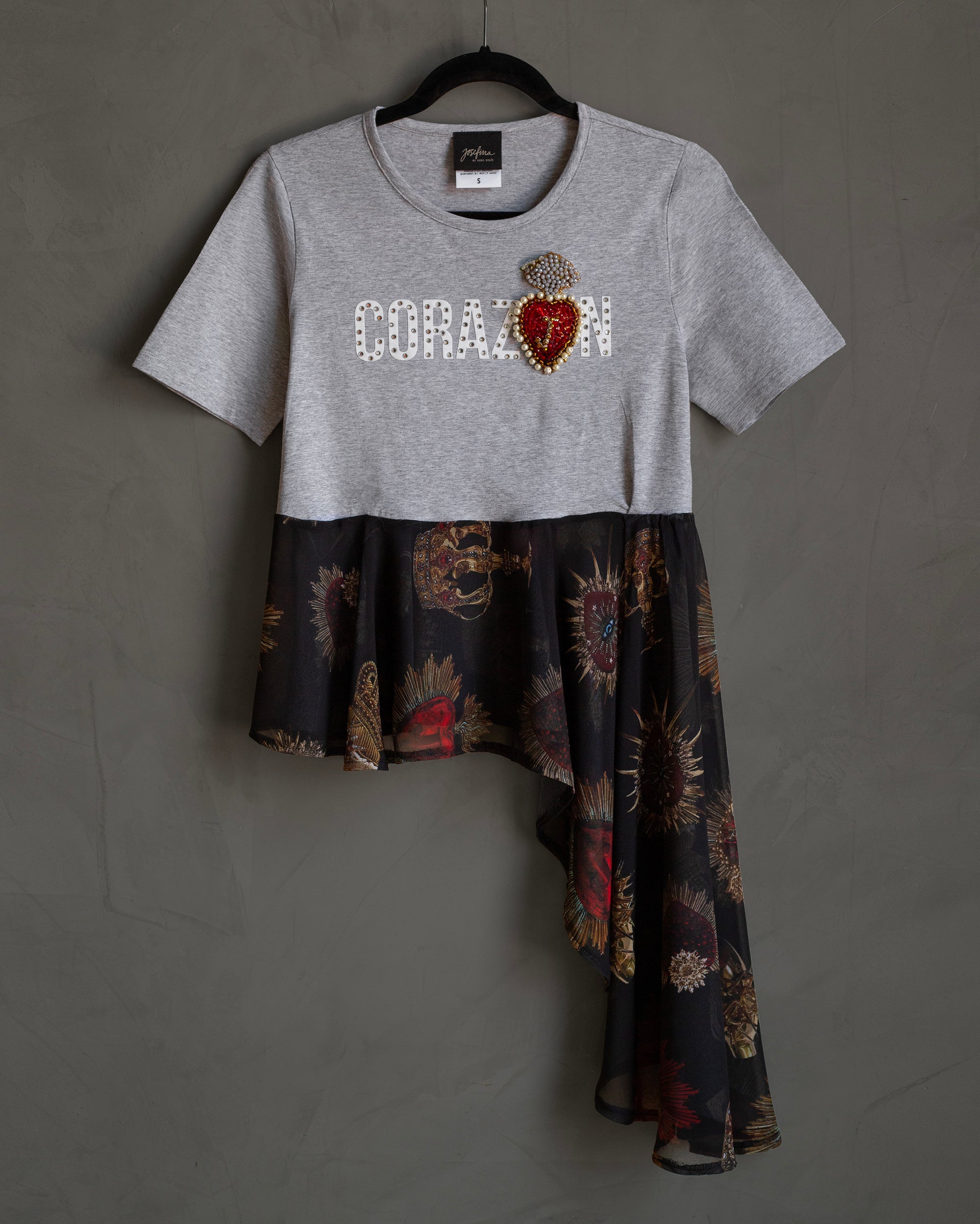 Blusa corazón con faldón de chiffon