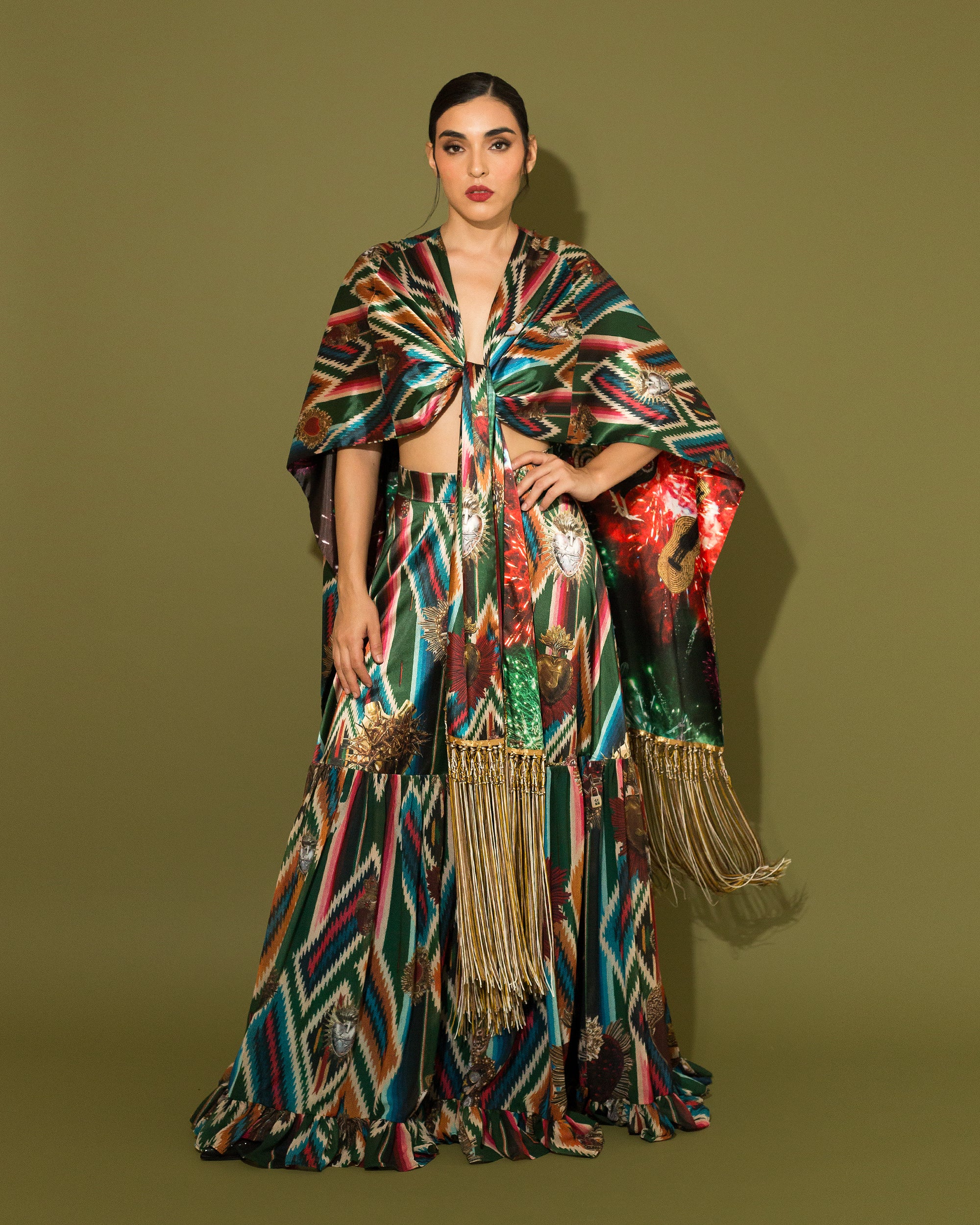 Kimono zarape con flecos