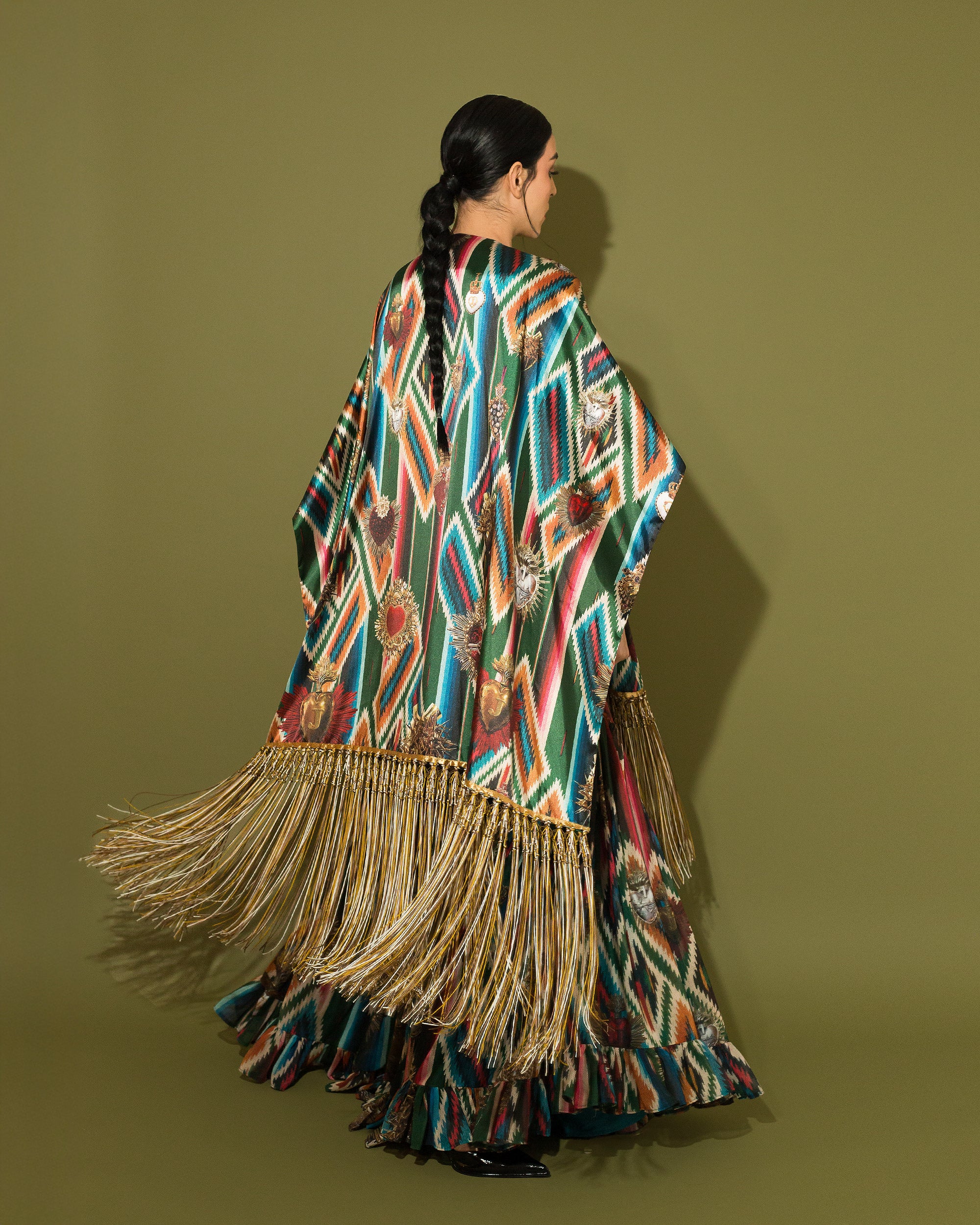 Kimono zarape con flecos
