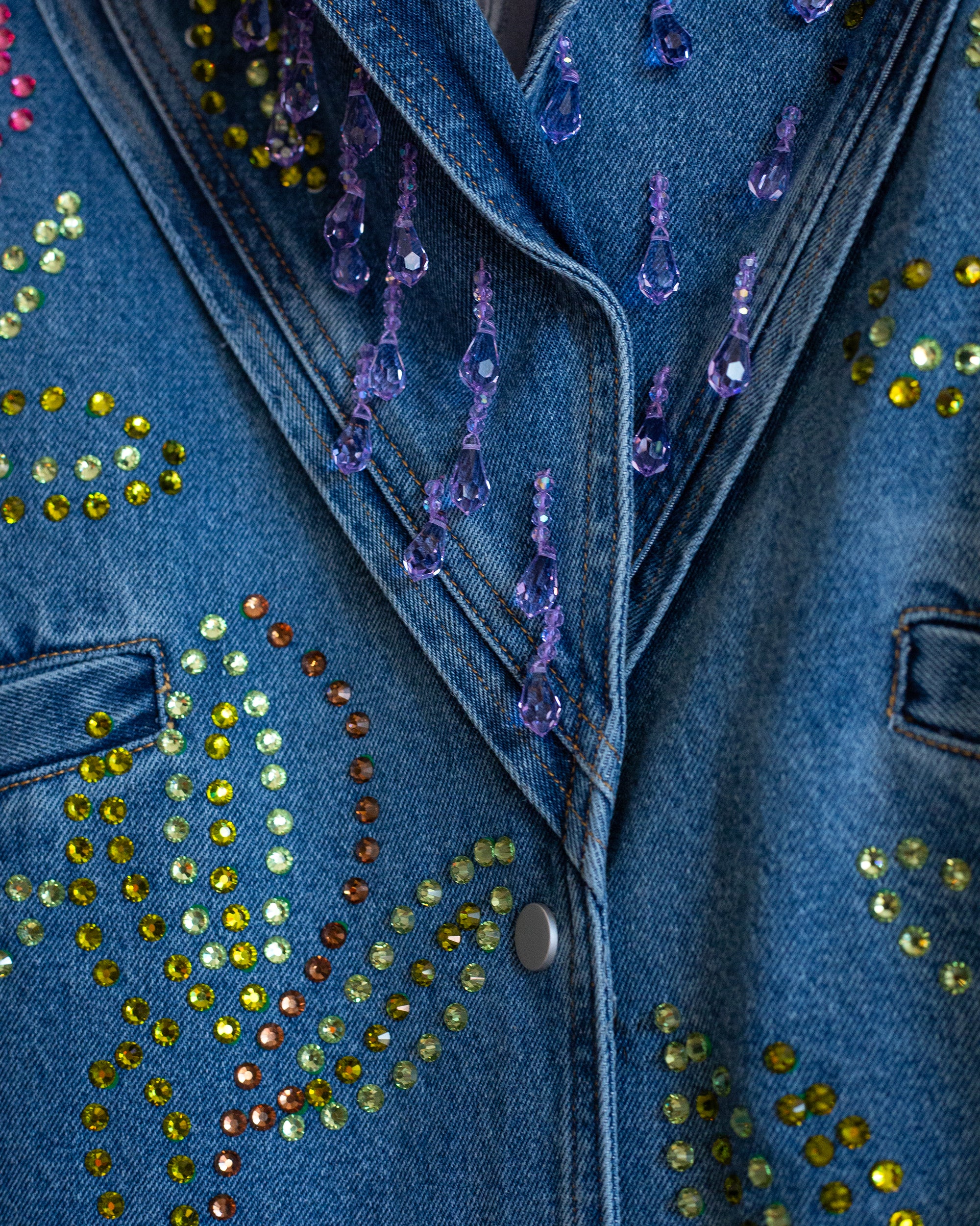 Oversized denim jacket cristales