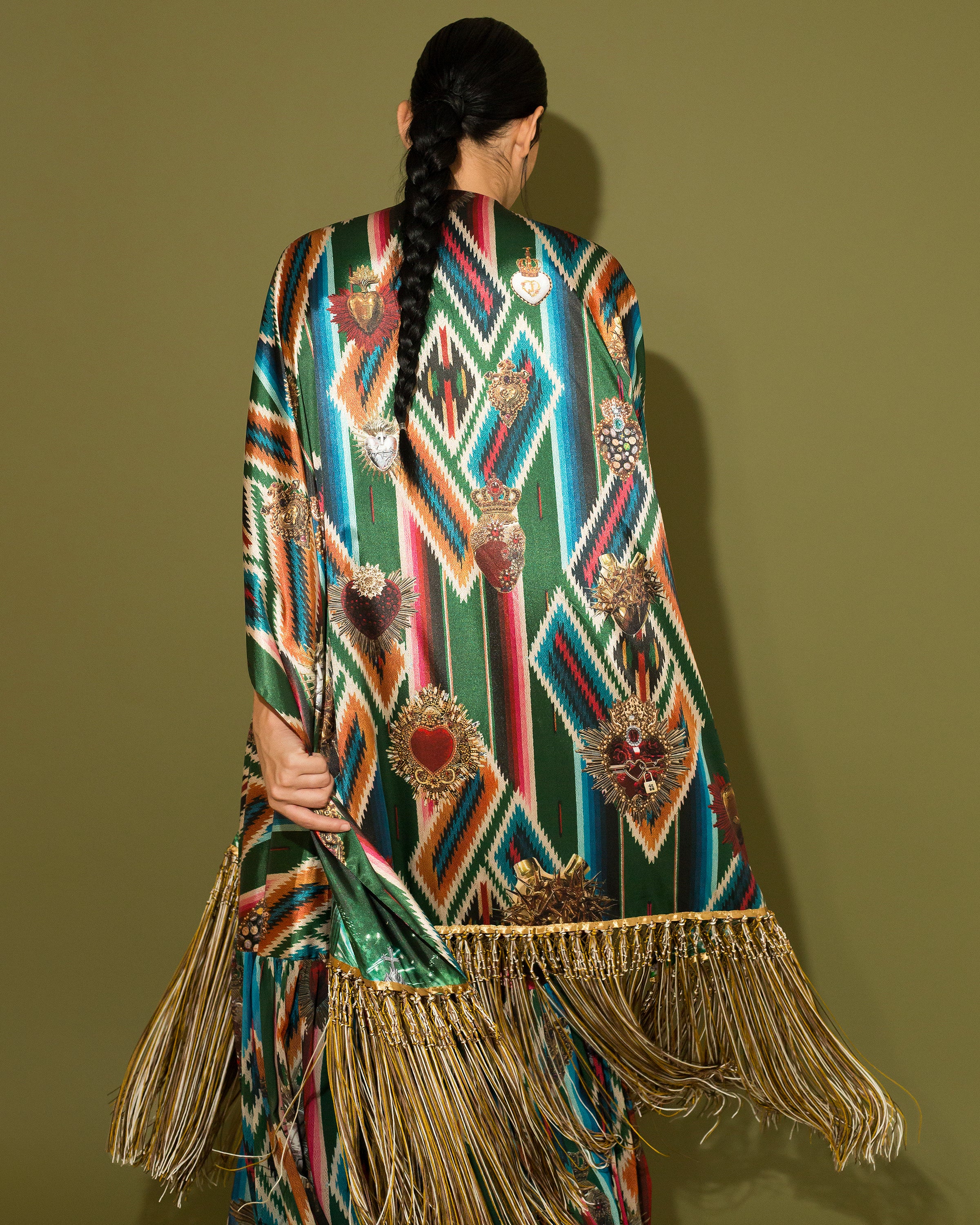 Kimono zarape con flecos