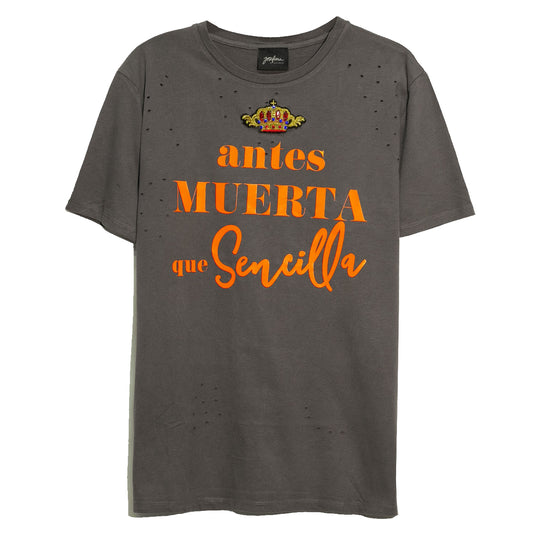 Ripped tee Gris Antes muerta que sencilla