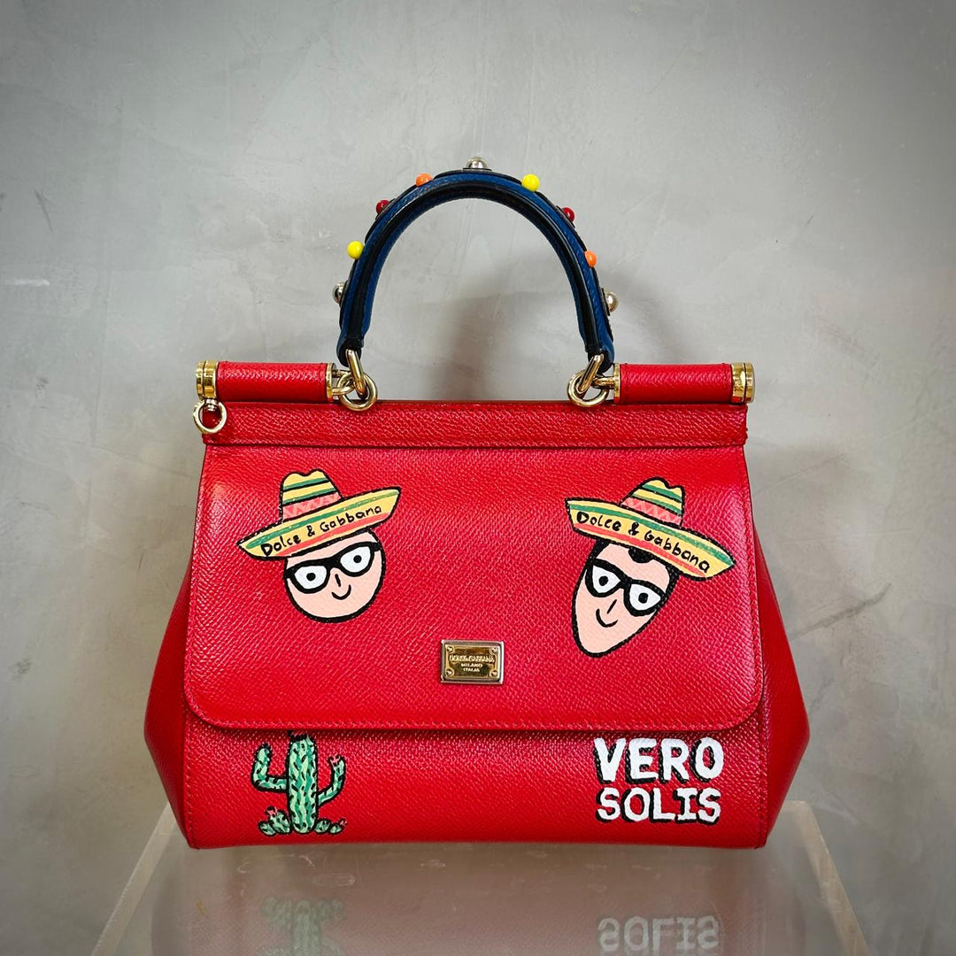 DOLCE & GABBANA Bolso Satchel Rojo en Piel