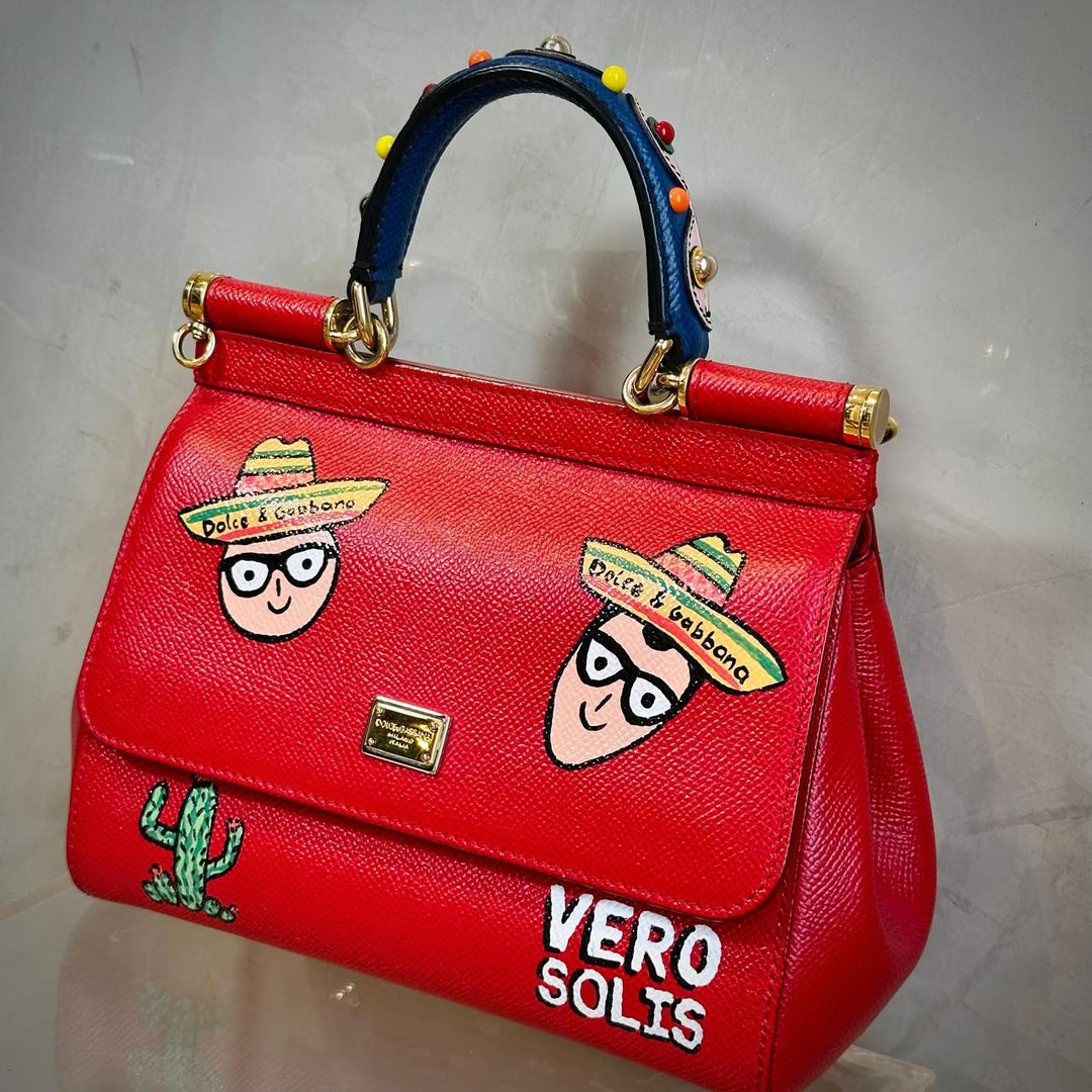 DOLCE & GABBANA Bolso Satchel Rojo en Piel