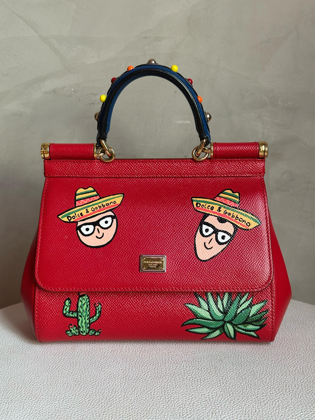 DOLCE & GABBANA Bolso Satchel Rojo en Piel