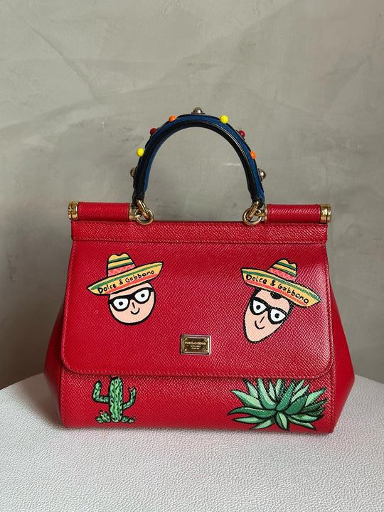 DOLCE & GABBANA Bolso Satchel Rojo en Piel