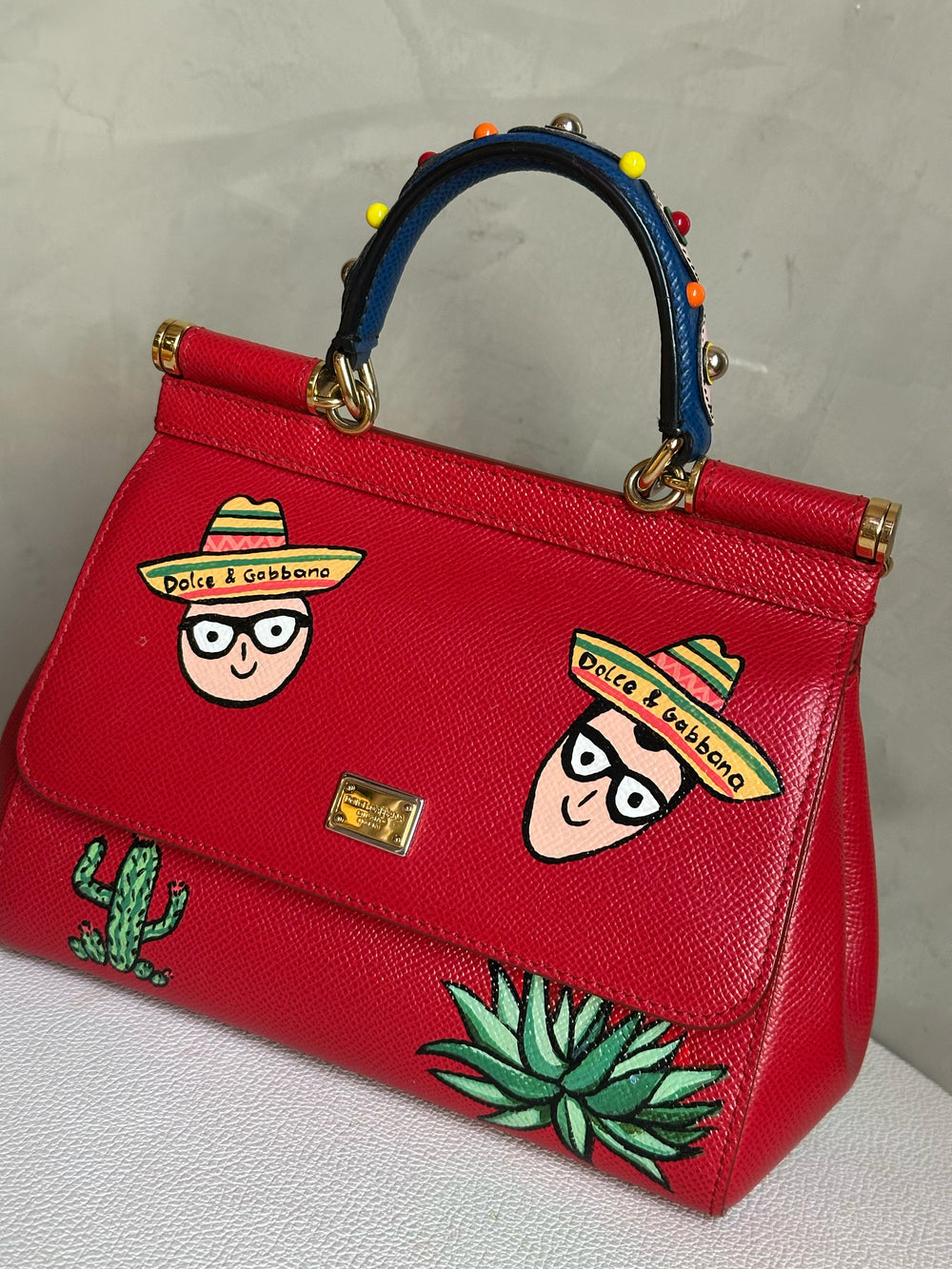 DOLCE & GABBANA Bolso Satchel Rojo en Piel