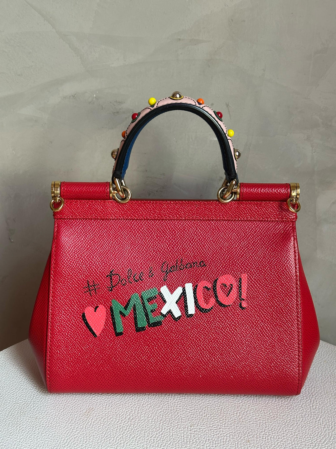 DOLCE & GABBANA Bolso Satchel Rojo en Piel