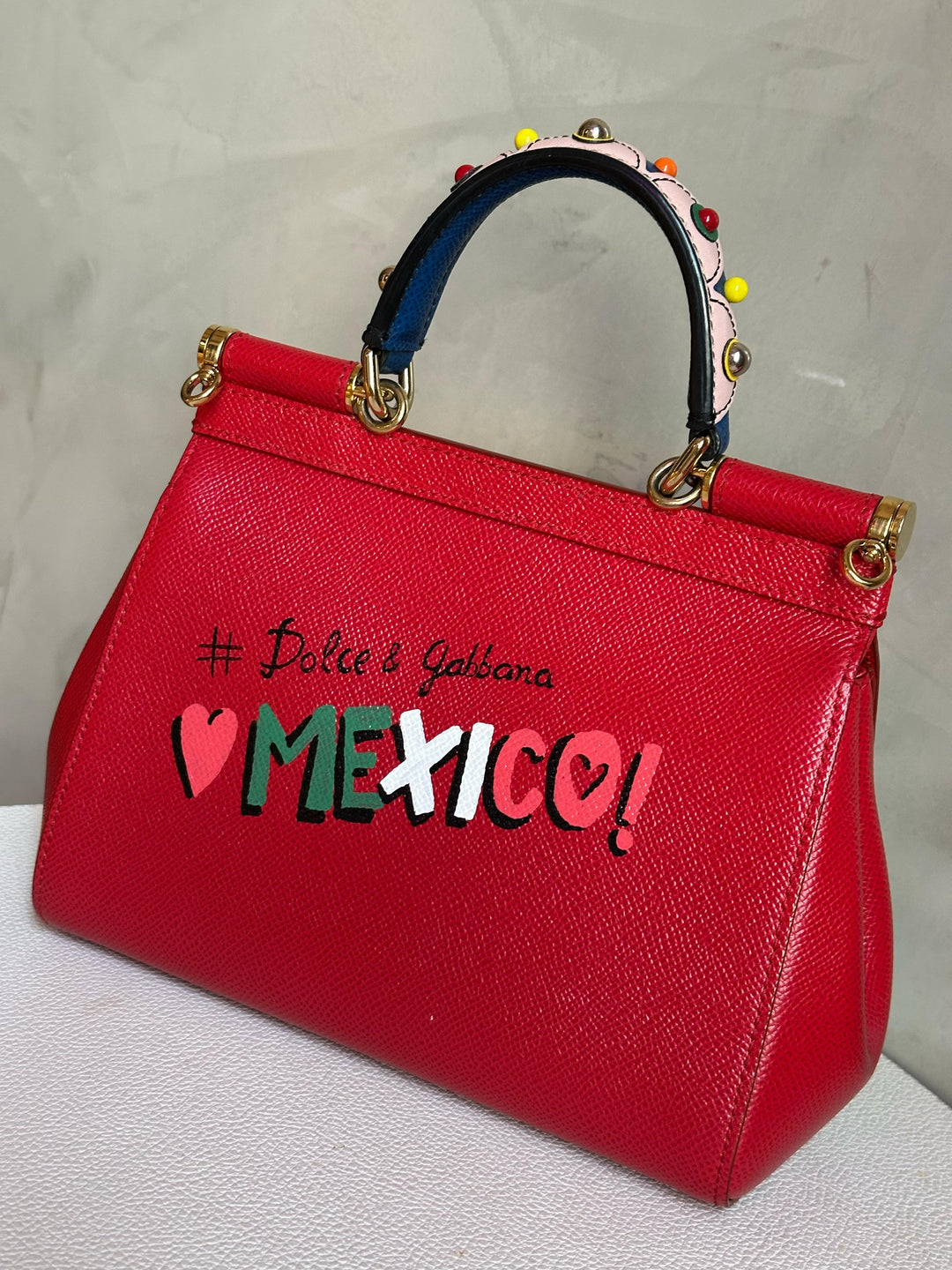 DOLCE & GABBANA Bolso Satchel Rojo en Piel