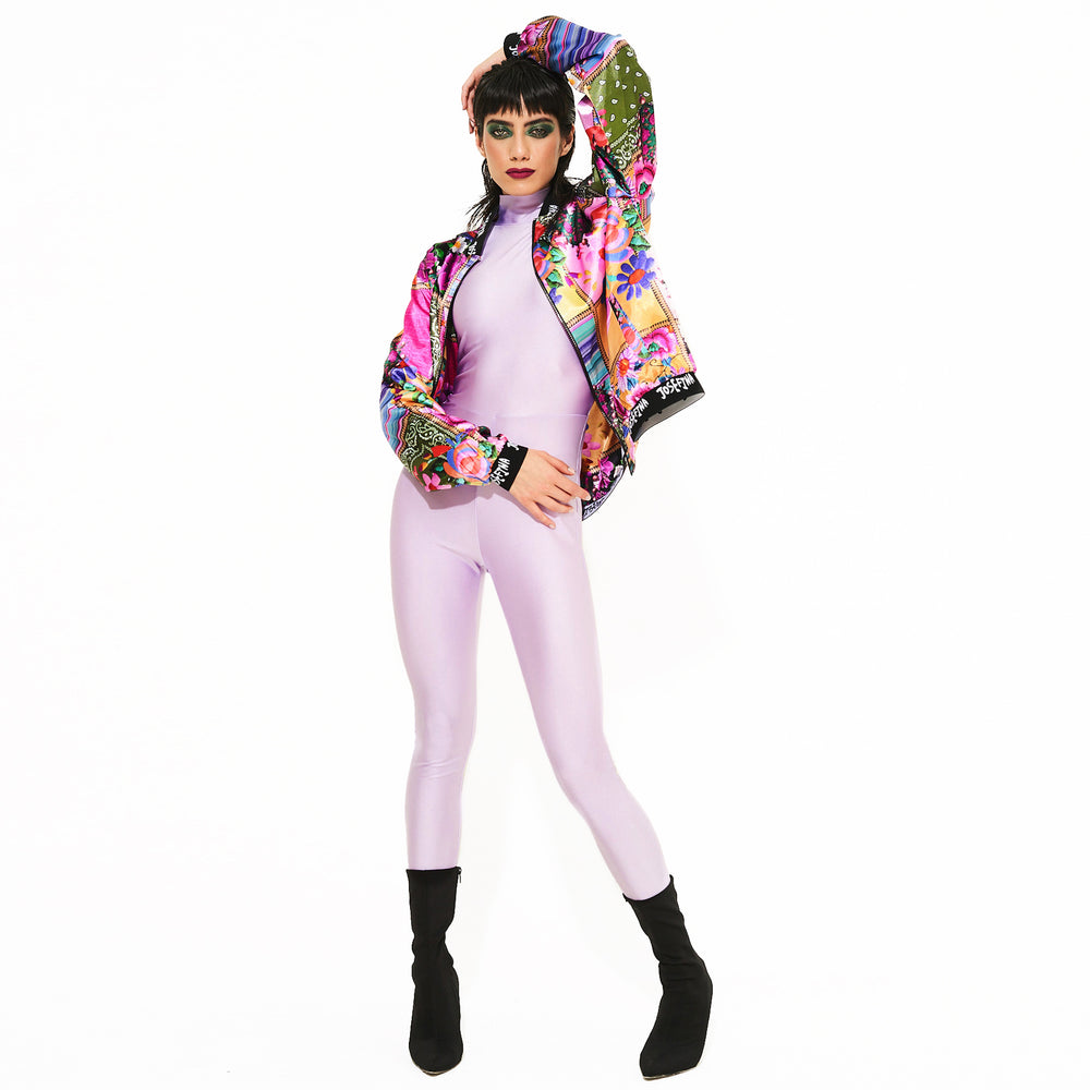BOMBER JACKET SATINADA PATCHWORK