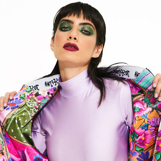 BOMBER JACKET SATINADA PATCHWORK