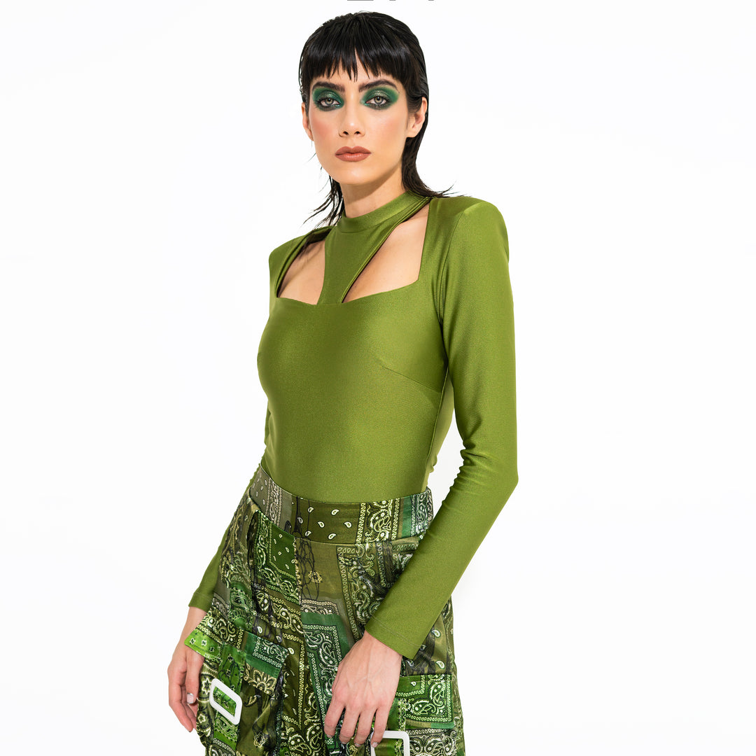 BODYSUIT VERDE CUT OUT