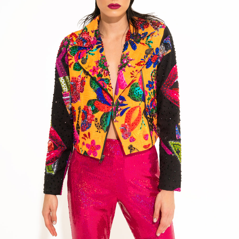 BLAZER BIKER MIXED PRINTS
