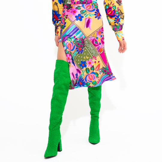 FALDA PATCHWORK SATINADA