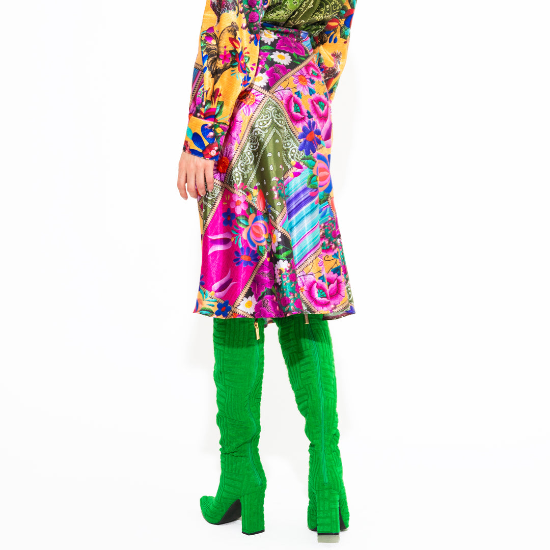 FALDA PATCHWORK SATINADA