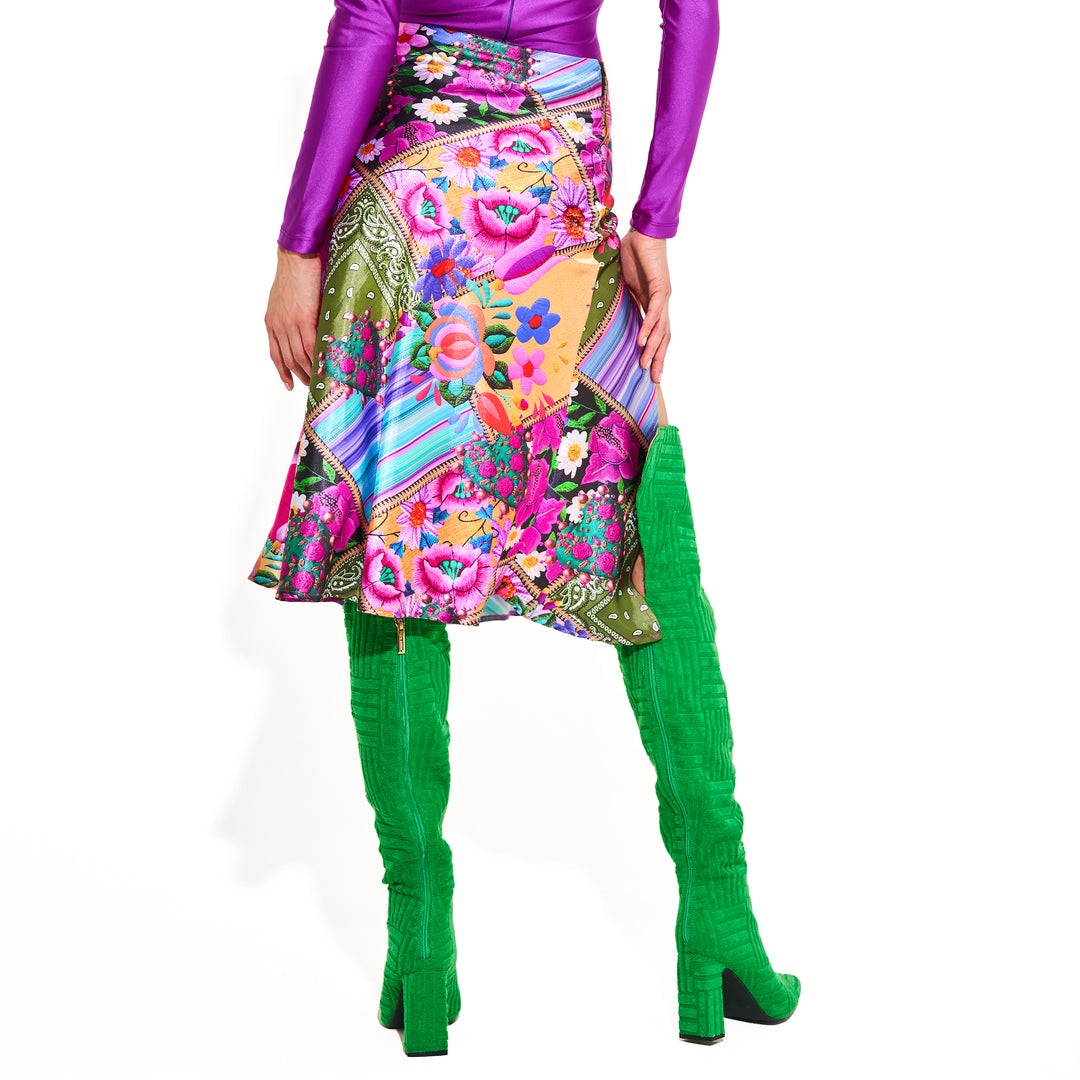 FALDA PATCHWORK SATINADA