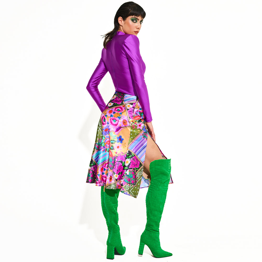 FALDA PATCHWORK SATINADA